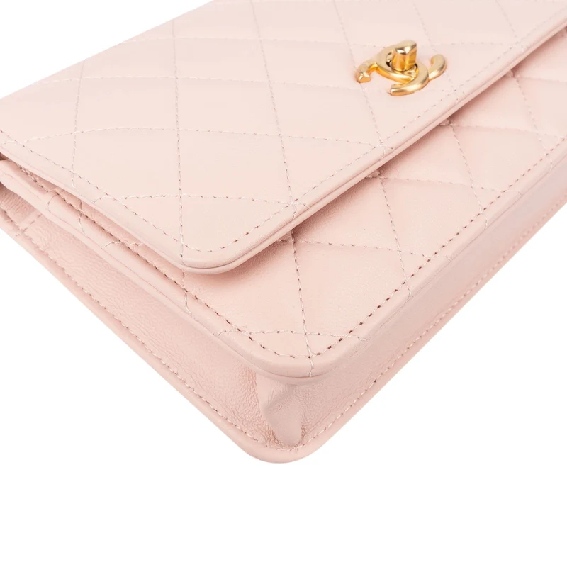 Chanel Quilted Lambskin Adjustable Ball Wallet On Chain Crossbody Bag