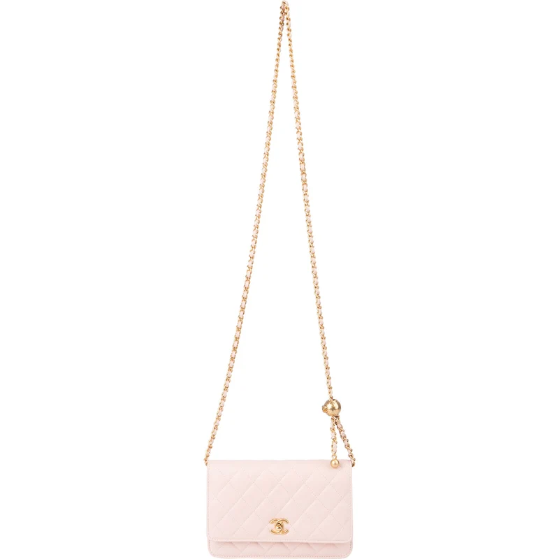 Chanel Quilted Lambskin Adjustable Ball Wallet On Chain Crossbody Bag