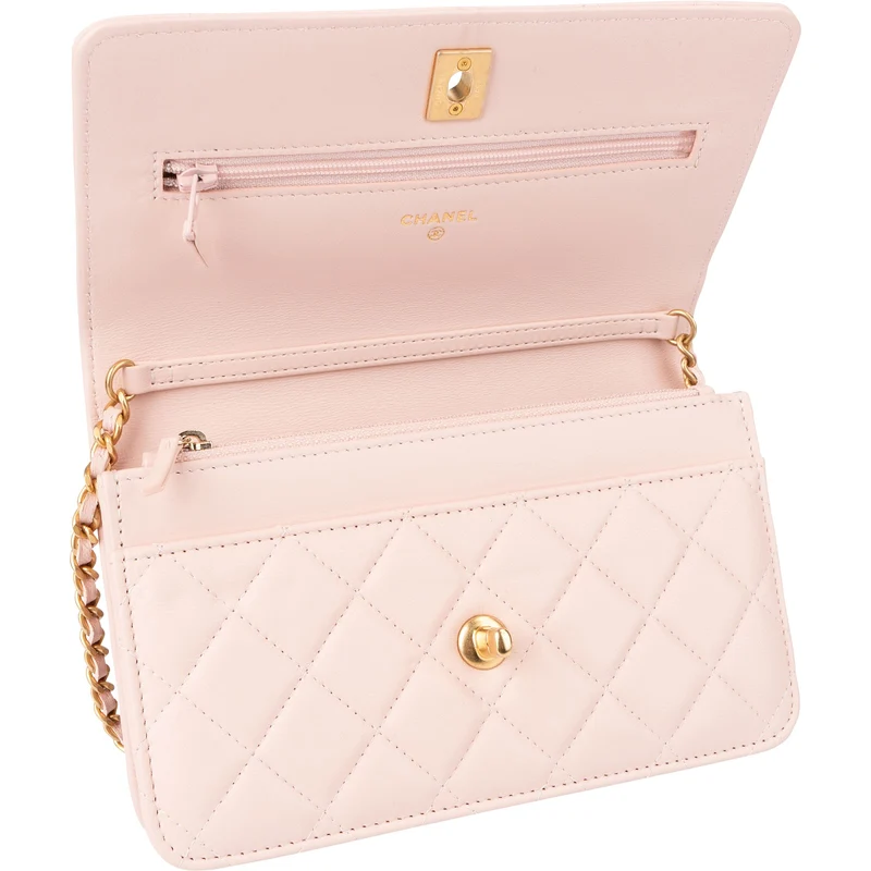 Chanel Quilted Lambskin Adjustable Ball Wallet On Chain Crossbody Bag