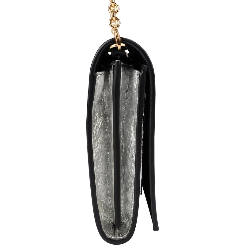 Saint Laurent Silver Metallic Leather Belle De Jour Wallet On Chain Crossbody Bag