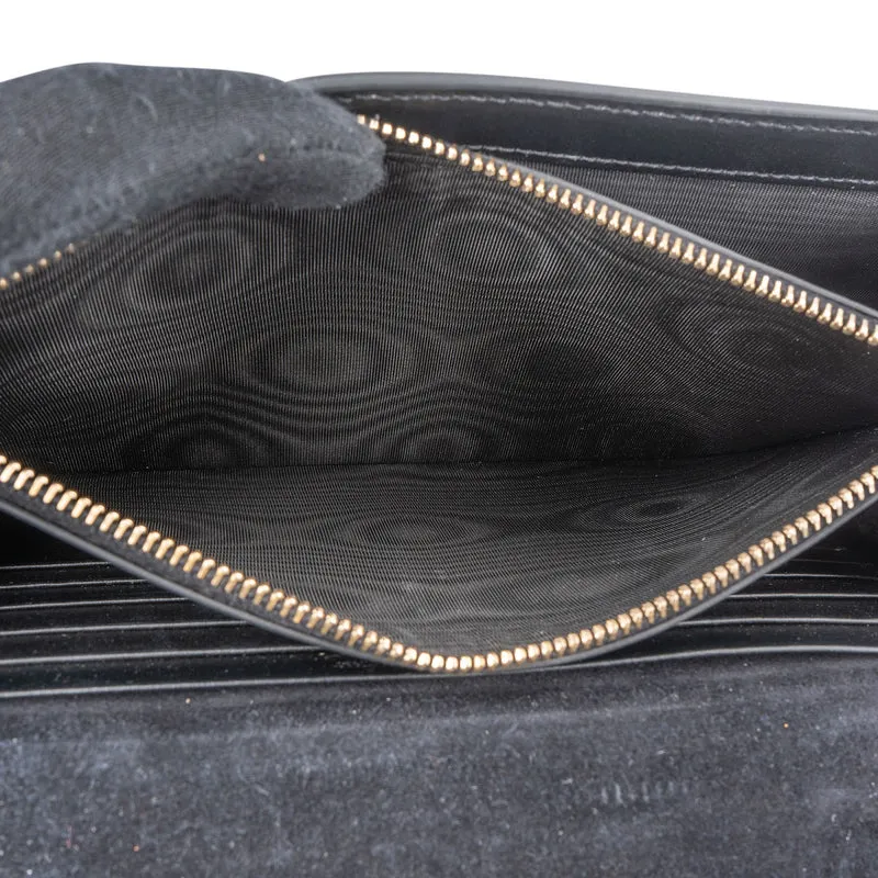 Saint Laurent Silver Metallic Leather Belle De Jour Wallet On Chain Crossbody Bag