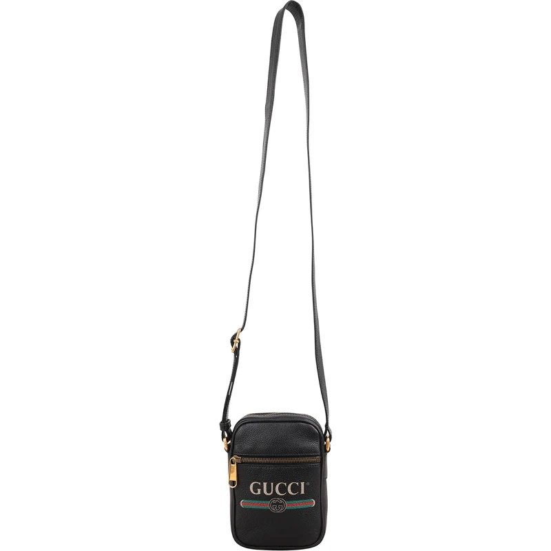 Gucci Pebbled Leather Vintage Emblem Small Crossbody Bag