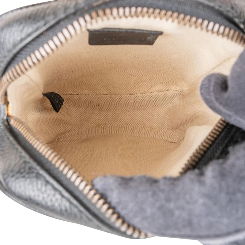Gucci Pebbled Leather Vintage Emblem Small Crossbody Bag