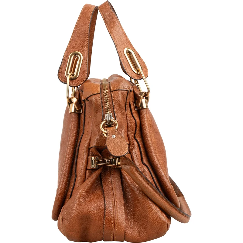 Chloé Brown Grained Leather Paraty Handbag