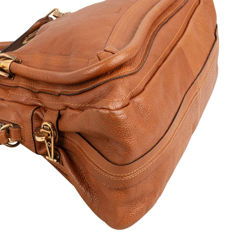 Chloé Brown Grained Leather Paraty Handbag