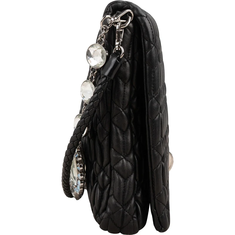 Miu Miu Matelassé Nappa Leather Crystal Shoulder Bag