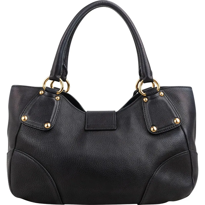 Prada Vitello Daino Push Lock Satchel Handbag