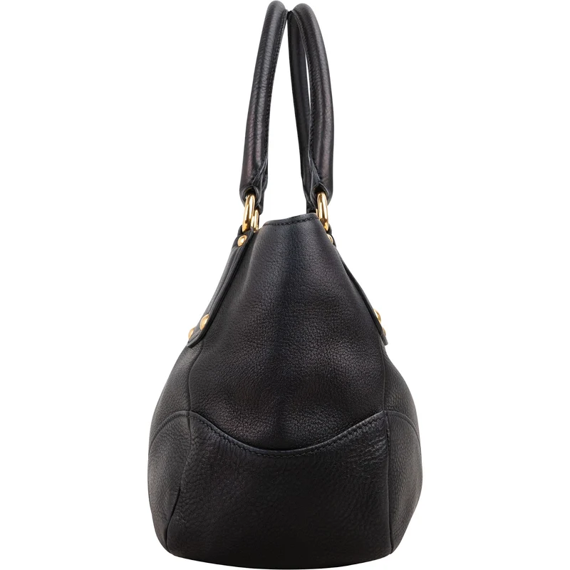 Prada Vitello Daino Push Lock Satchel Handbag