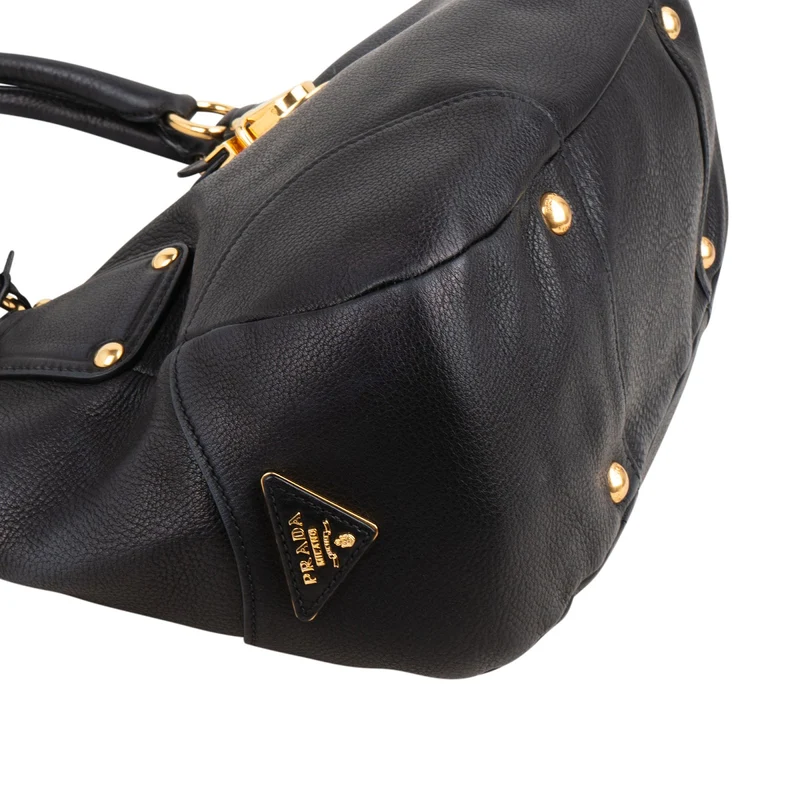 Prada Vitello Daino Push Lock Satchel Handbag