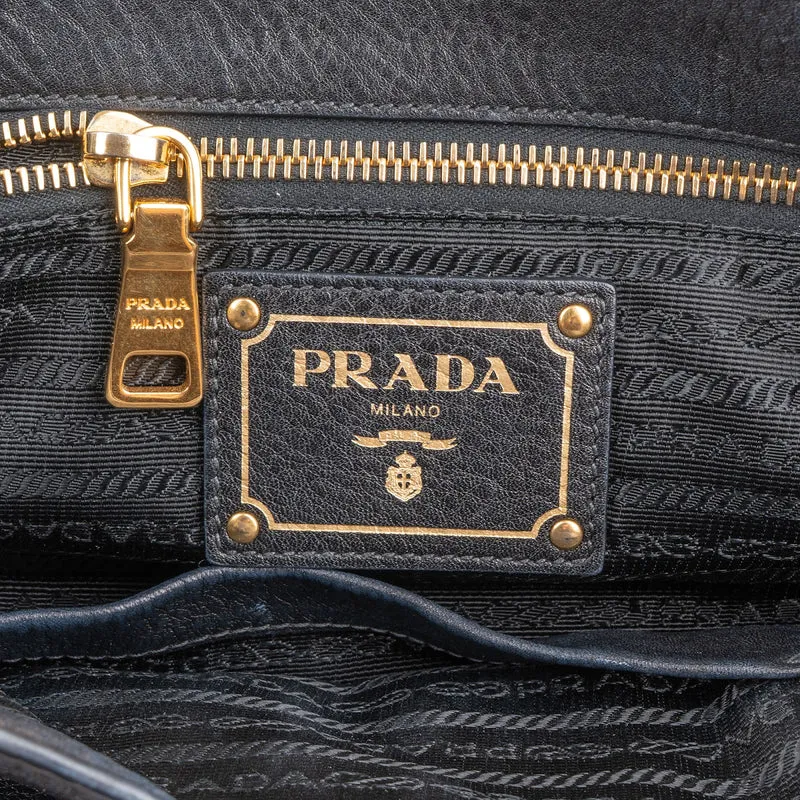 Prada Vitello Daino Push Lock Satchel Handbag