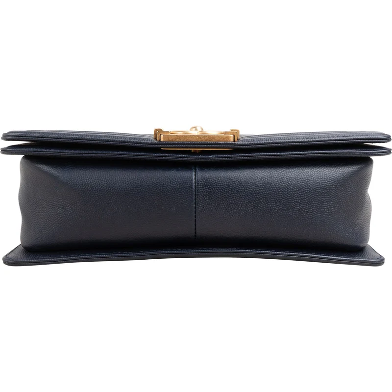 Chanel Quilted Caviar Leather Medium Boy Single Flap Crossbody Bag