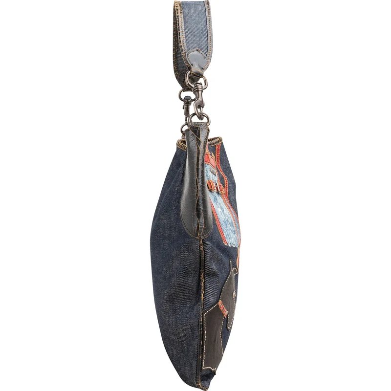 Miu Miu Denim Patch Applique Patchwork Shopper Shoulder Bag