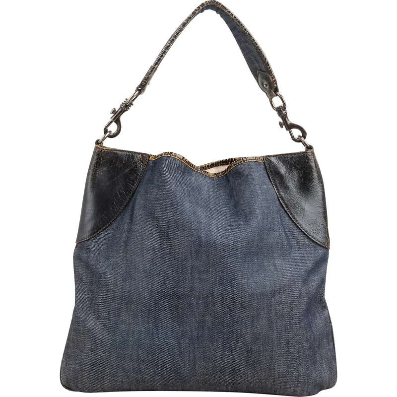 Miu Miu Denim Patch Applique Patchwork Shopper Shoulder Bag