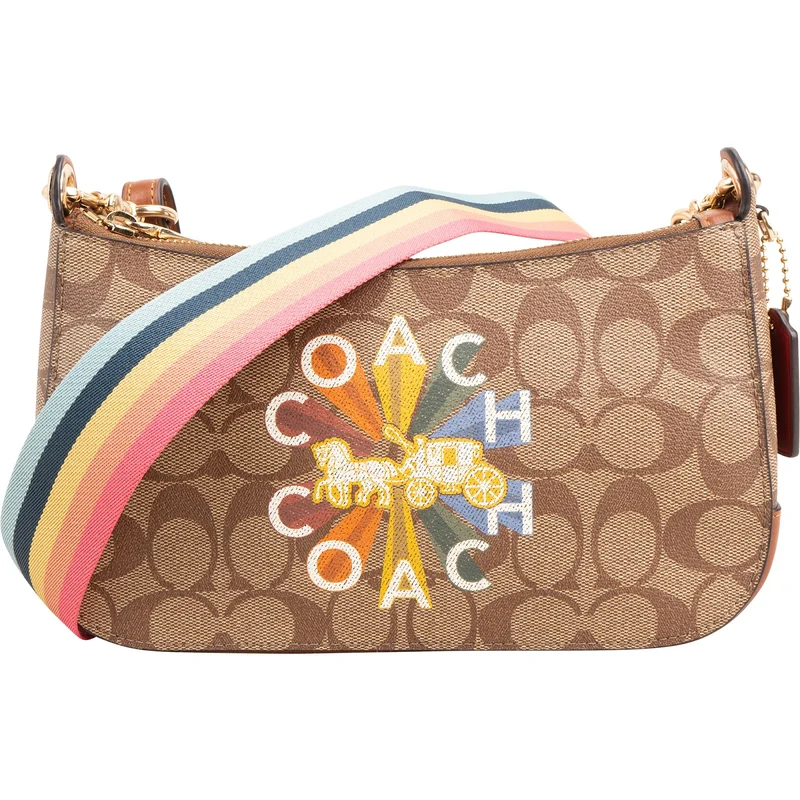 Coach Monogram Demi in Signature Canvas Radial Rainbow Crossbody Bag
