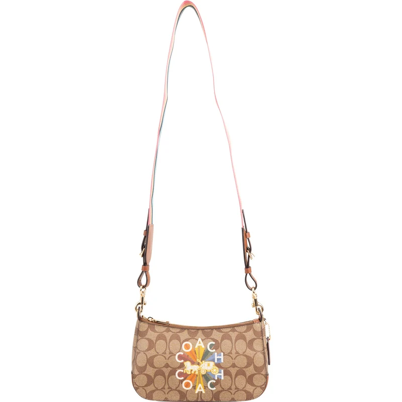 Coach Monogram Demi in Signature Canvas Radial Rainbow Crossbody Bag