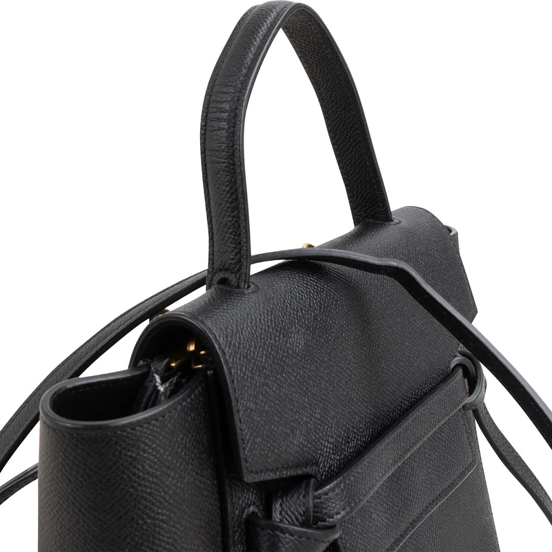 Celine Black Leather Grained Calfskin Belt Handbag