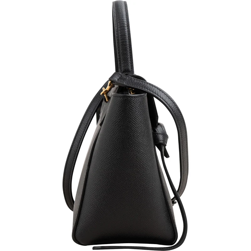 Celine Black Leather Grained Calfskin Belt Handbag