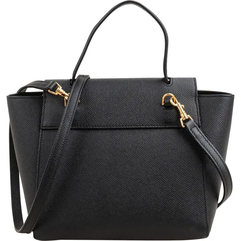 Celine Black Leather Grained Calfskin Belt Handbag