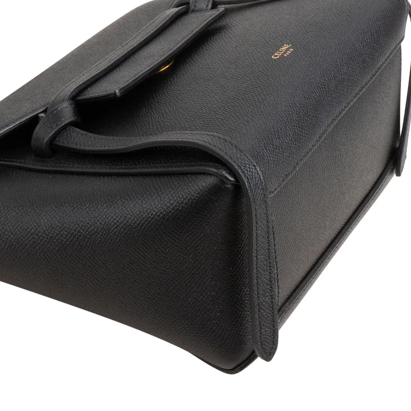 Celine Black Leather Grained Calfskin Belt Handbag