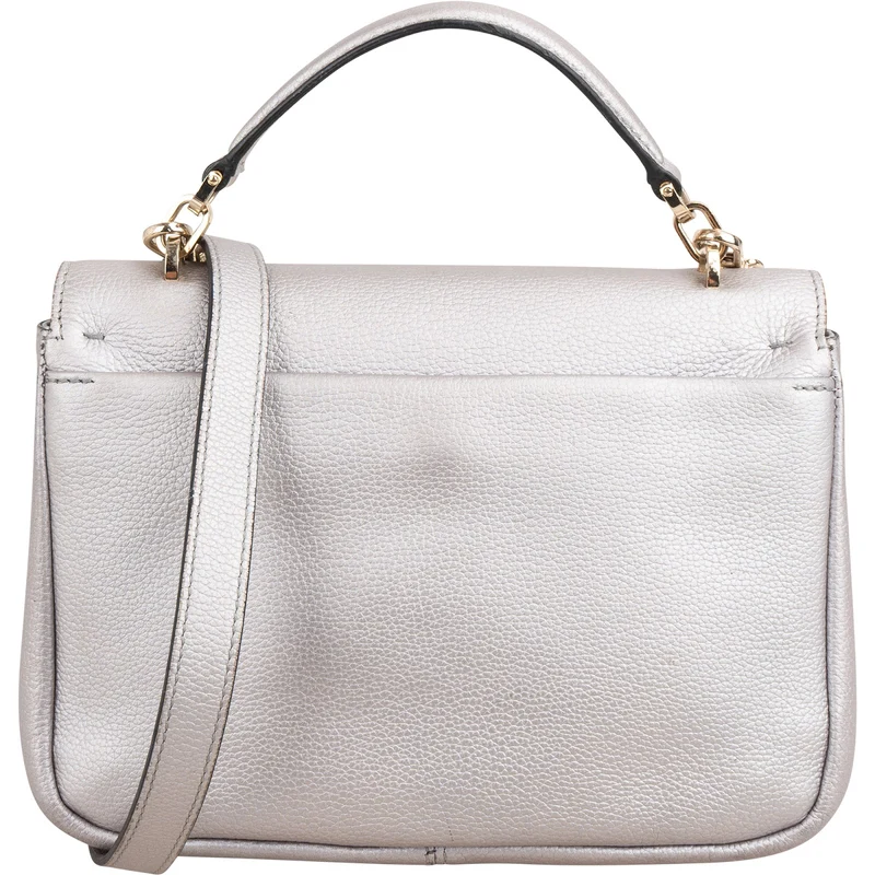 MCM Silver Leather Milla Studded Flap Crossbody Bag