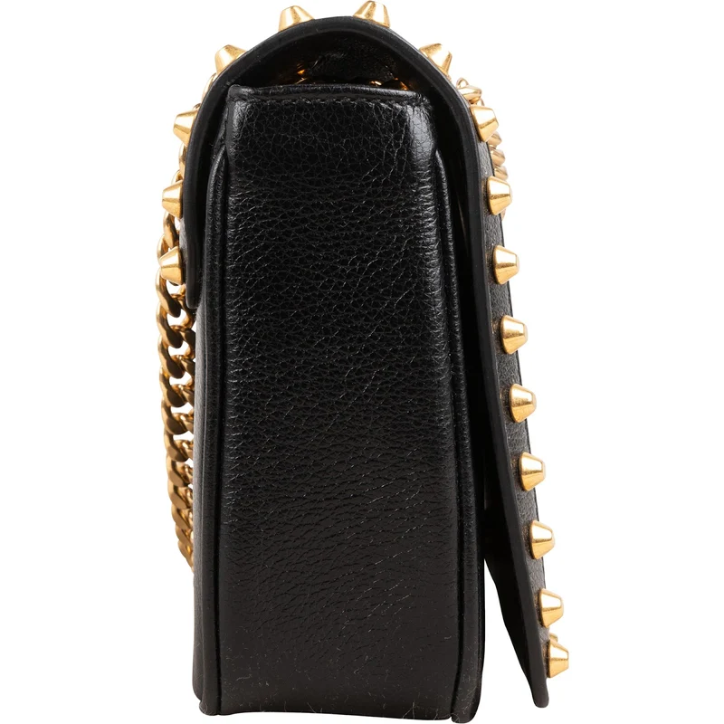 Prada Vitello Daino Studded Flap Crossbody Bag