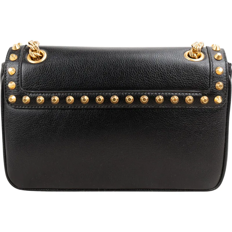 Prada Vitello Daino Studded Flap Crossbody Bag