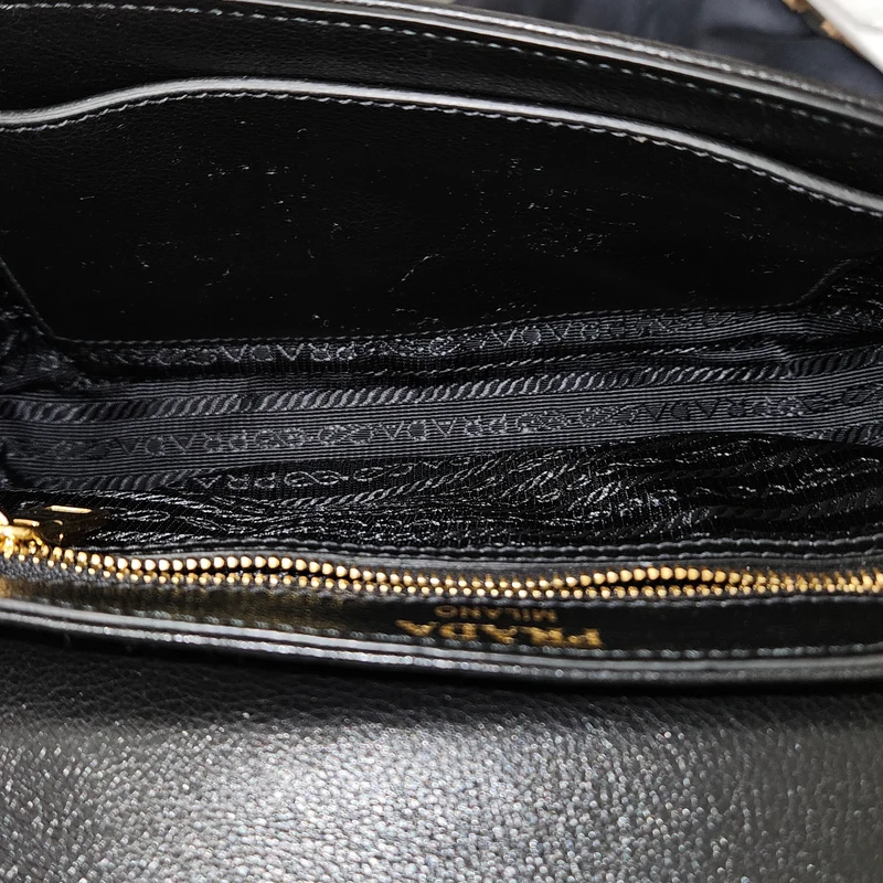 Prada Vitello Daino Studded Flap Crossbody Bag