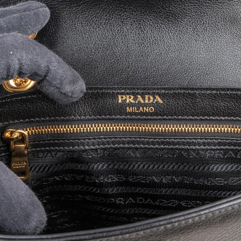 Prada Vitello Daino Studded Flap Crossbody Bag