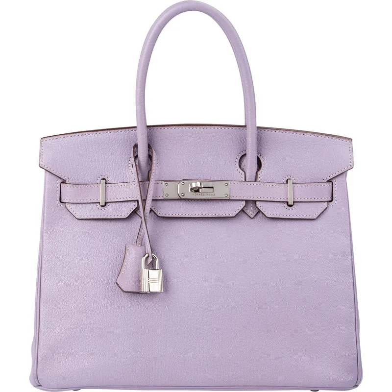 Hermès Lilac Chevre Mysore Leather Palladium Birkin 30 Handbag