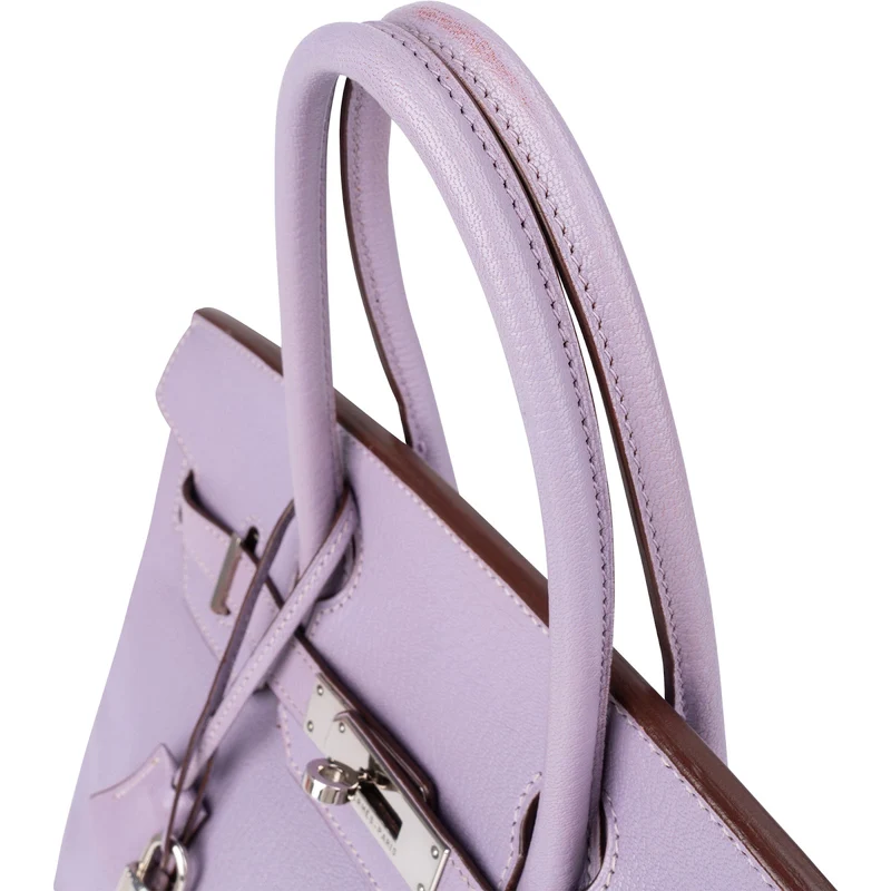 Hermès Lilac Chevre Mysore Leather Palladium Birkin 30 Handbag