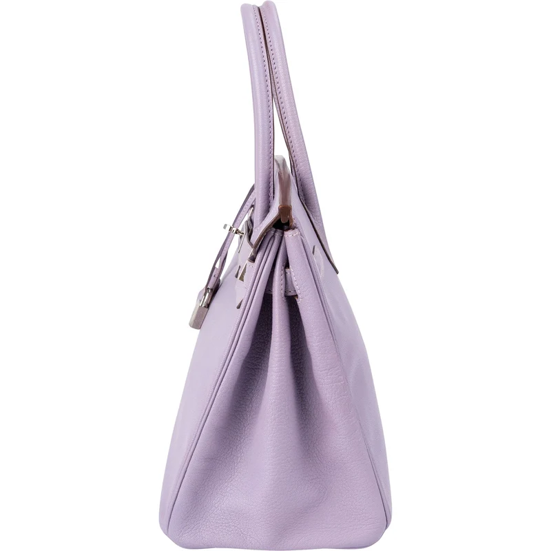Hermès Lilac Chevre Mysore Leather Palladium Birkin 30 Handbag