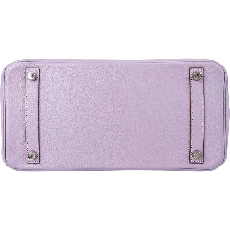 Hermès Lilac Chevre Mysore Leather Palladium Birkin 30 Handbag