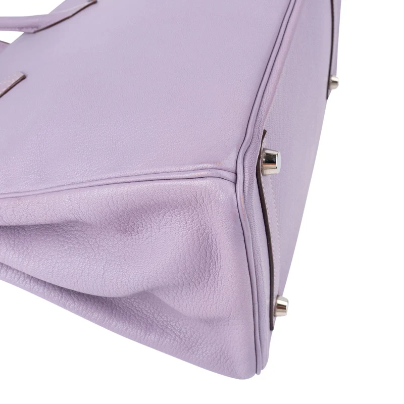 Hermès Lilac Chevre Mysore Leather Palladium Birkin 30 Handbag