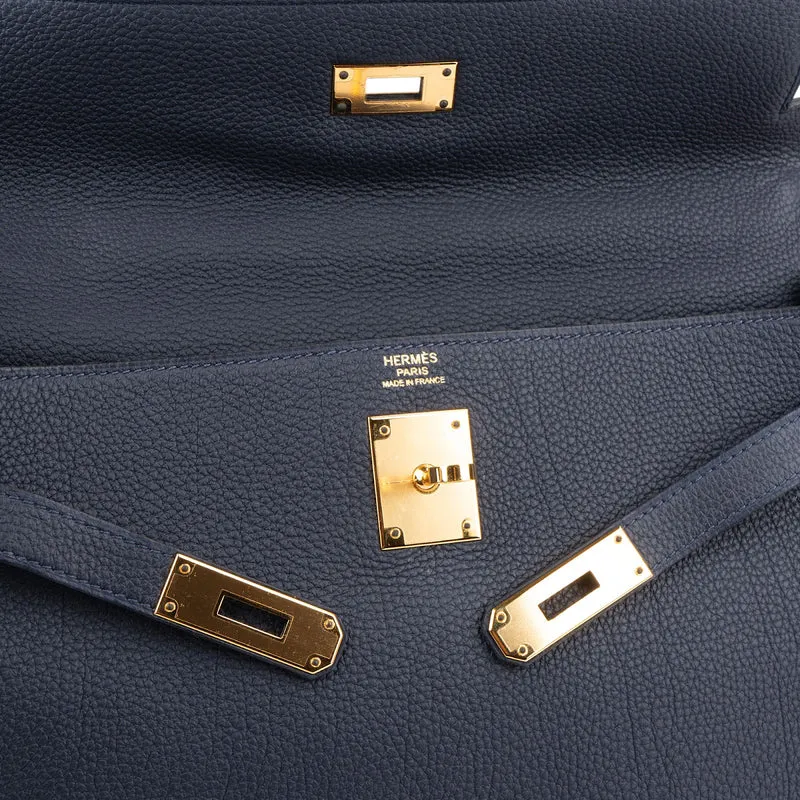 Hermès Blue Nuit Togo Leather Gold Kelly 32 Sellier Handbag