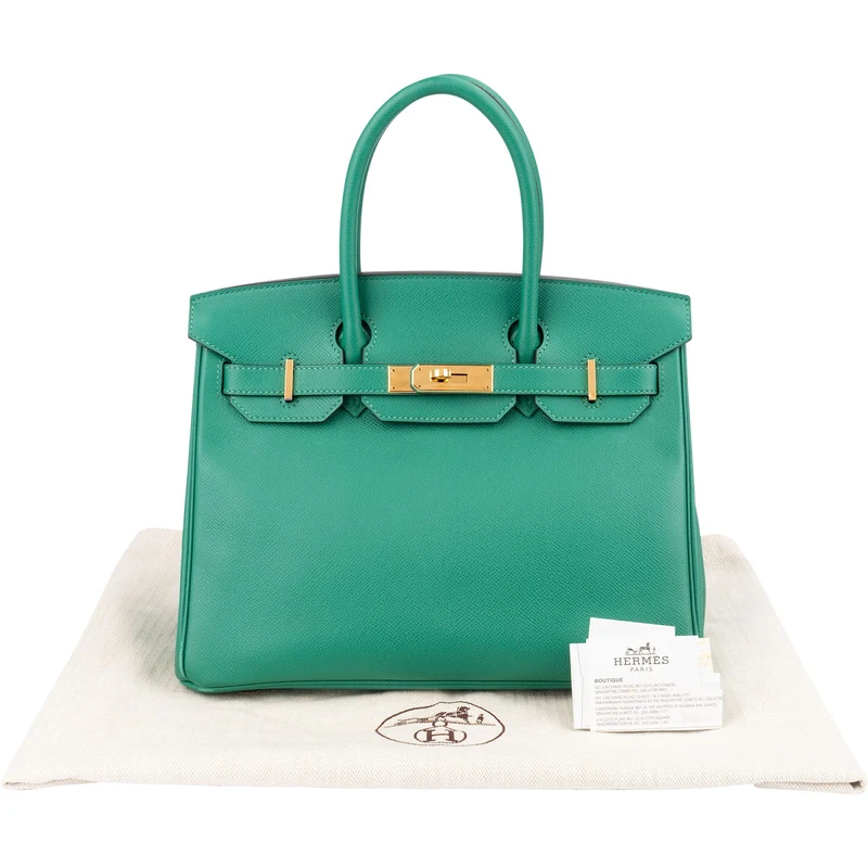 Hermès Vert Vertigo Epsom Leather Gold Birkin 30 Handbag