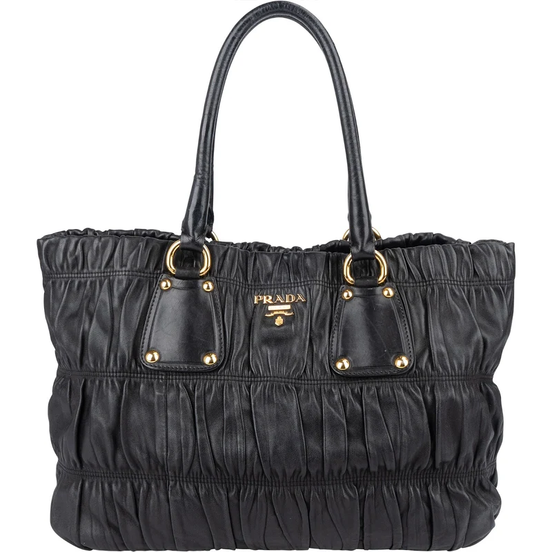 Prada Quilted Leather Gauffre Tote Handbag