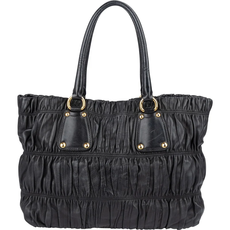 Prada Quilted Leather Gauffre Tote Handbag