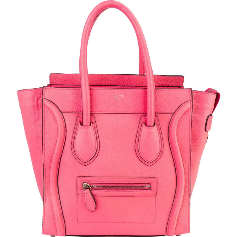 Céline Pink Drummed Calfskin Luggage Handbag