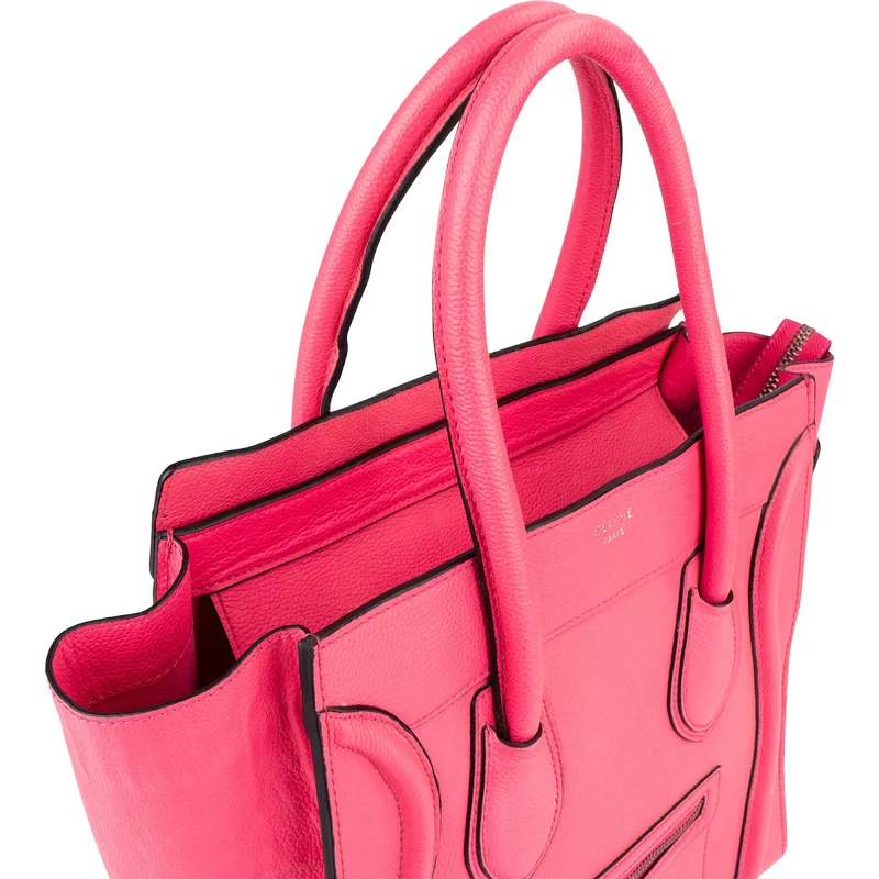 Céline Pink Drummed Calfskin Luggage Handbag