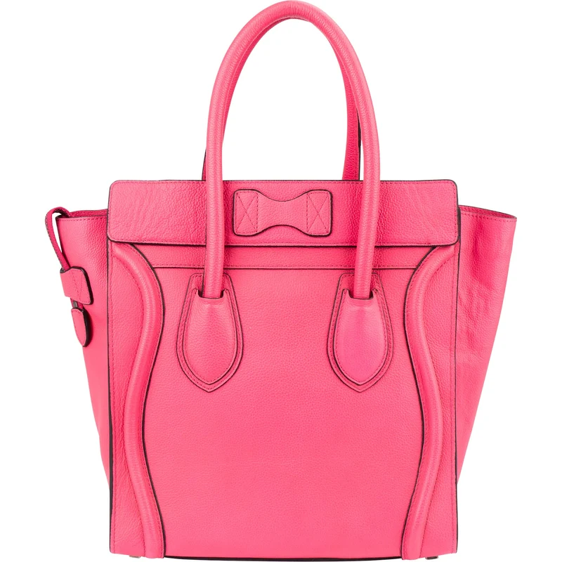 Céline Pink Drummed Calfskin Luggage Handbag