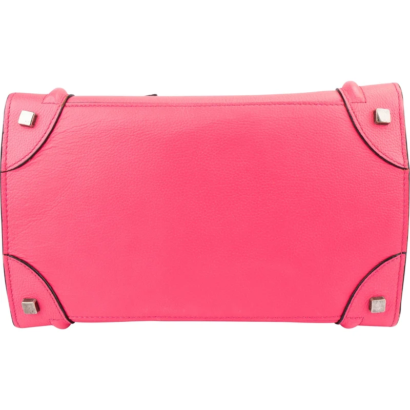 Céline Pink Drummed Calfskin Luggage Handbag