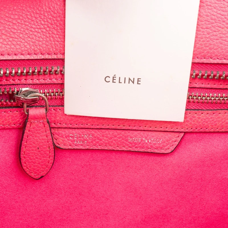 Céline Pink Drummed Calfskin Luggage Handbag