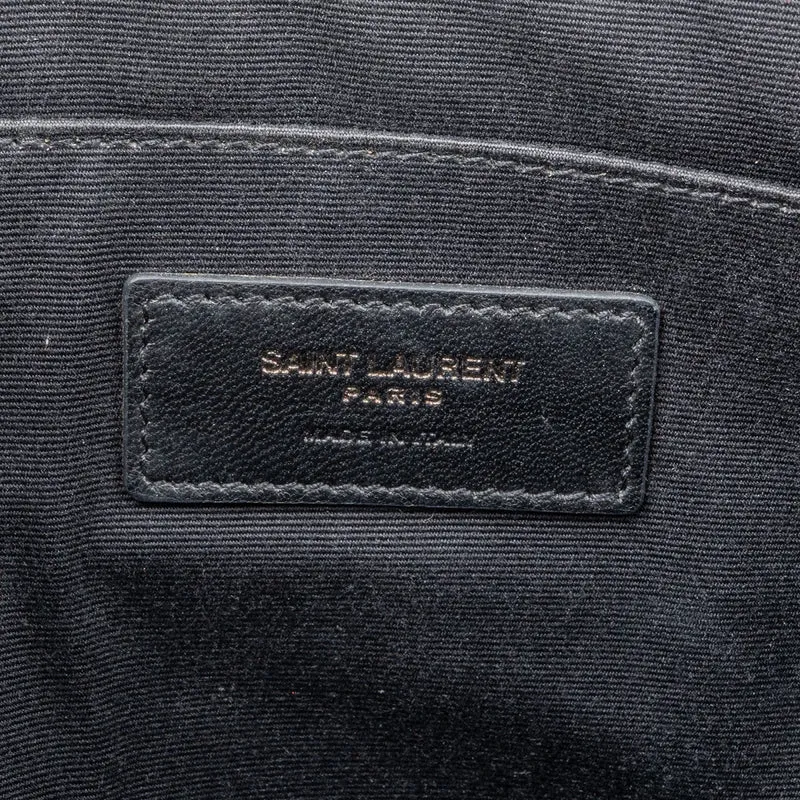Saint Laurent Crocodile Embossed Leather Clutch