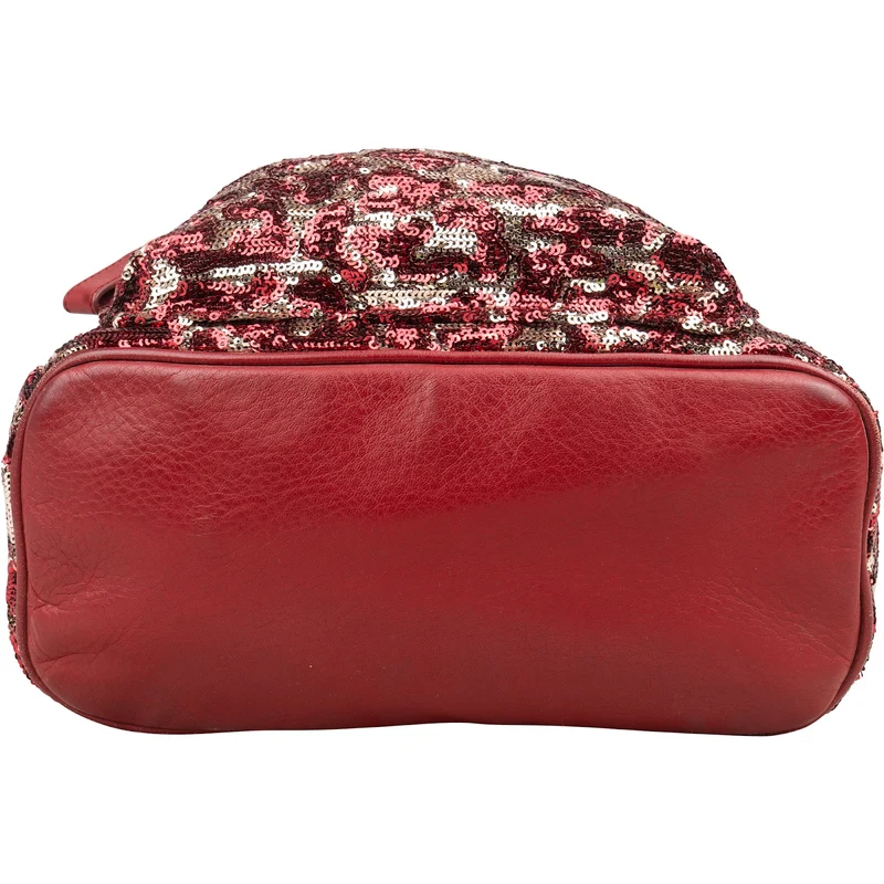 MCM Visetos Monogram Studded Sequin Leopard Stark Backpack