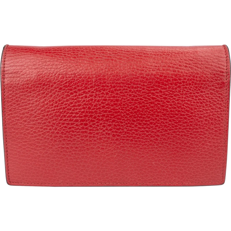 Gucci Grained Leather Interlocking GG Wallet On Chain Crossbody Bag