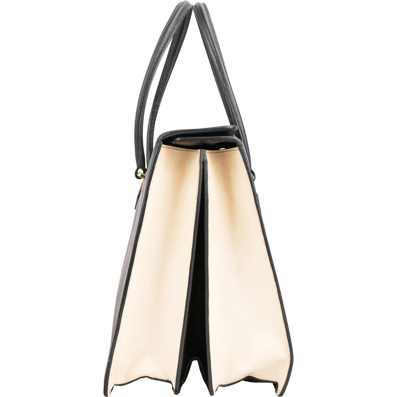 Prada Multicolor Saffiano Leather Bicolor Top Handle Handbag
