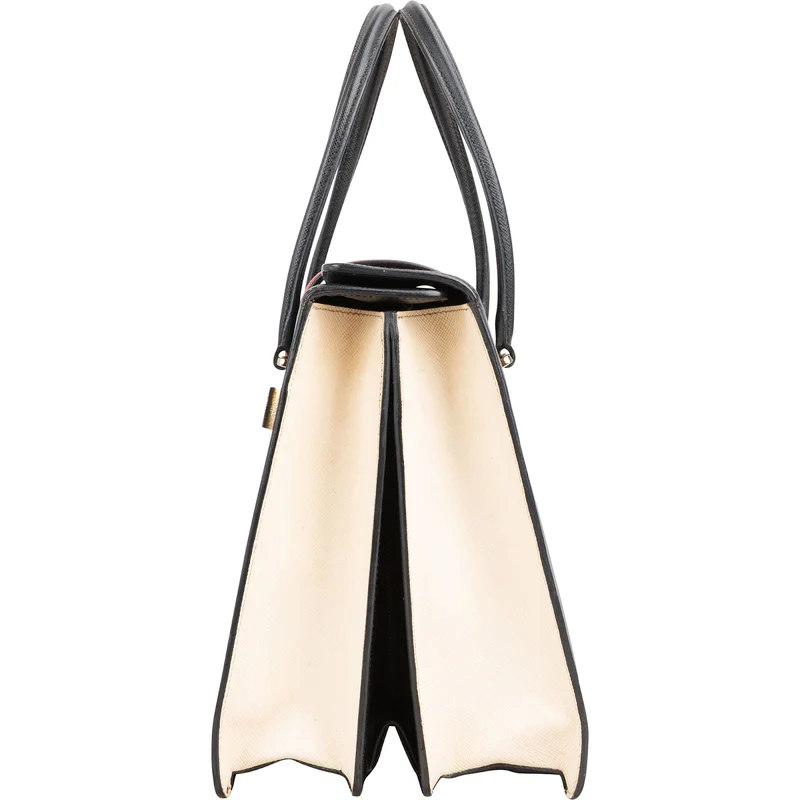 Prada Multicolor Saffiano Leather Bicolor Top Handle Handbag