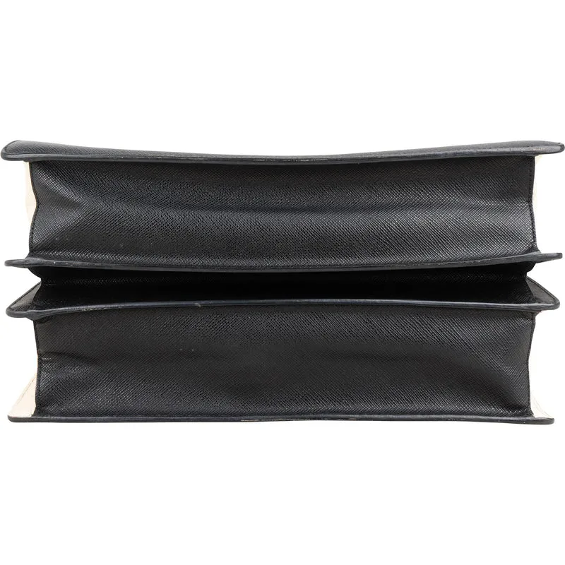 Prada Multicolor Saffiano Leather Bicolor Top Handle Handbag