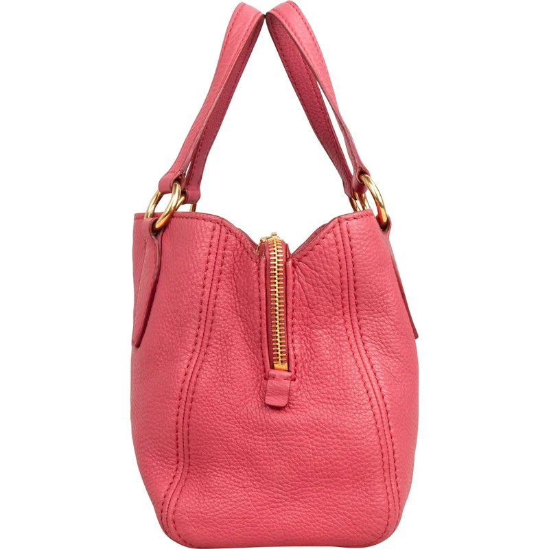 Miu Miu Vitello Pink Grained Leather Tote Handbag