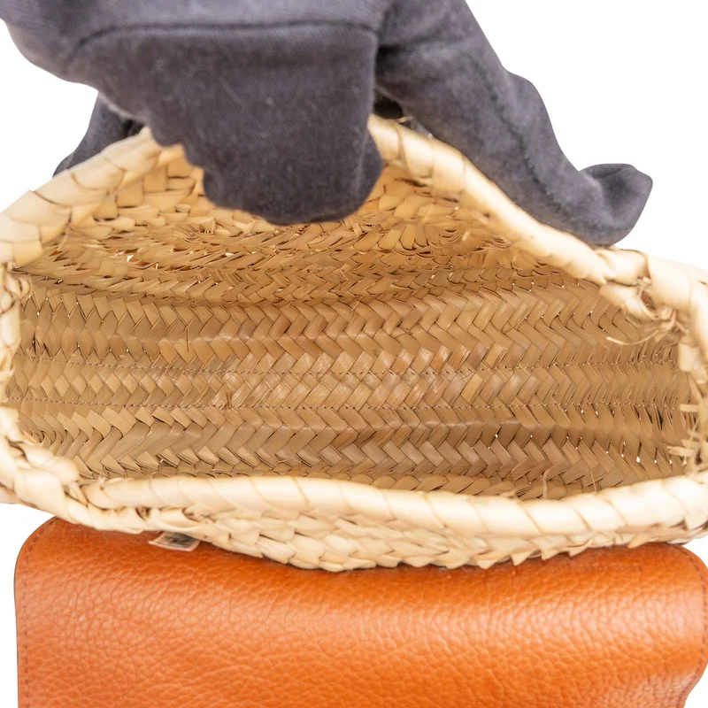 Chloé Grained Calfskin Raffia Marcie Saddle Crossbody Bag